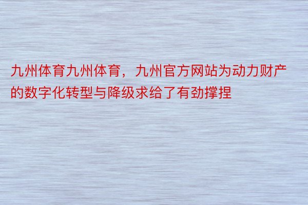 九州体育九州体育，九州官方网站为动力财产的数字化转型与降级求给了有劲撑捏