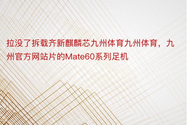 拉没了拆载齐新麒麟芯九州体育九州体育，九州官方网站片的Mate60系列足机